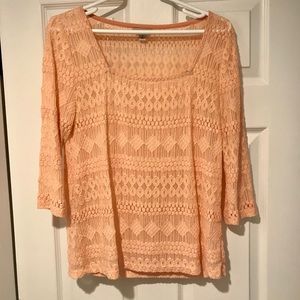 Lucky Brand lacy boat neck top